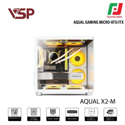  VỎ CASE MÁY TÍNH AQUAL X2-M TRẮNG/ĐEN/HỒNG 
