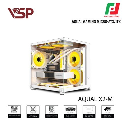  VỎ CASE MÁY TÍNH AQUAL X2-M TRẮNG/ĐEN/HỒNG 