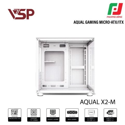  VỎ CASE MÁY TÍNH AQUAL X2-M TRẮNG/ĐEN/HỒNG 