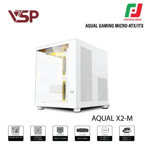  VỎ CASE MÁY TÍNH AQUAL X2-M TRẮNG/ĐEN/HỒNG 