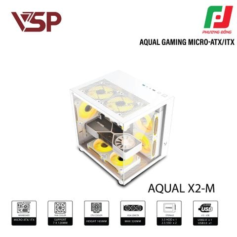  VỎ CASE MÁY TÍNH AQUAL X2-M TRẮNG/ĐEN/HỒNG 