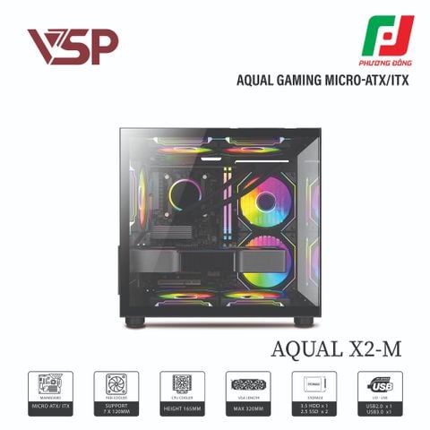  VỎ CASE MÁY TÍNH AQUAL X2-M TRẮNG/ĐEN/HỒNG 