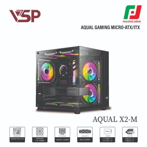  VỎ CASE MÁY TÍNH AQUAL X2-M TRẮNG/ĐEN/HỒNG 