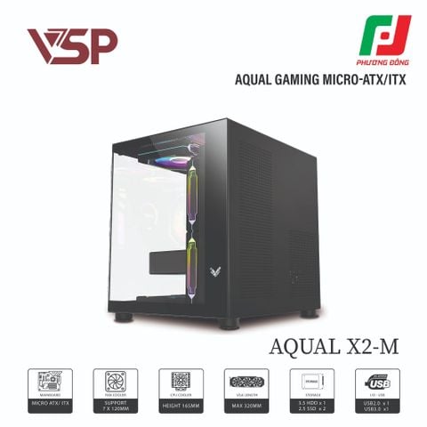  VỎ CASE MÁY TÍNH AQUAL X2-M TRẮNG/ĐEN/HỒNG 