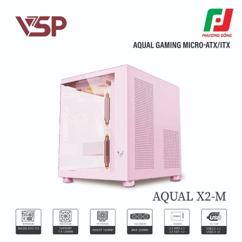 VỎ CASE MÁY TÍNH AQUAL X2-M TRẮNG/ĐEN/HỒNG 