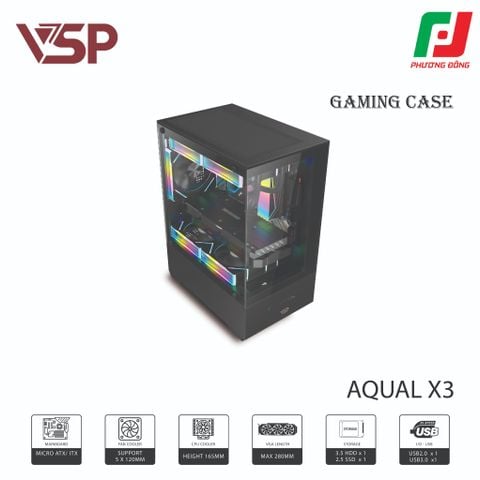  VỎ CASE MÁY TÍNH AQUAL X3 ĐEN/ TRẮNG/ HỒNG 