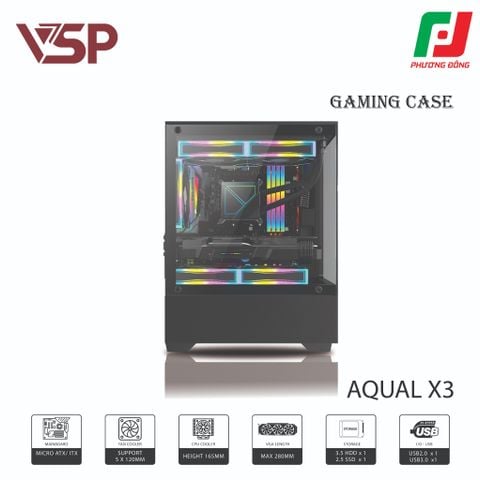 VỎ CASE MÁY TÍNH AQUAL X3 ĐEN/ TRẮNG/ HỒNG 