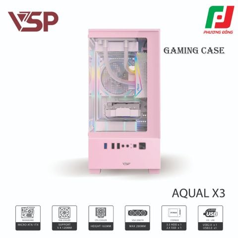  VỎ CASE MÁY TÍNH AQUAL X3 ĐEN/ TRẮNG/ HỒNG 
