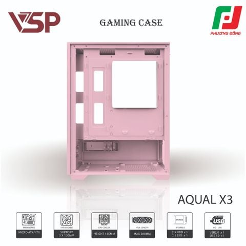  VỎ CASE MÁY TÍNH AQUAL X3 ĐEN/ TRẮNG/ HỒNG 
