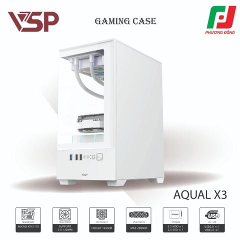  VỎ CASE MÁY TÍNH AQUAL X3 ĐEN/ TRẮNG/ HỒNG 