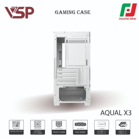  VỎ CASE MÁY TÍNH AQUAL X3 ĐEN/ TRẮNG/ HỒNG 