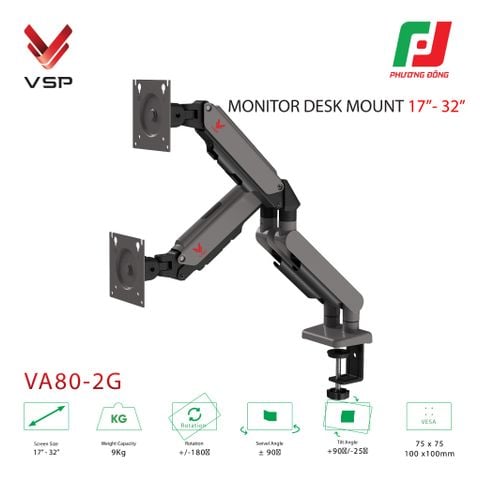  GIÁ ĐỠ MÀN HÌNH ARM ĐÔI VSP VA80-2G (17