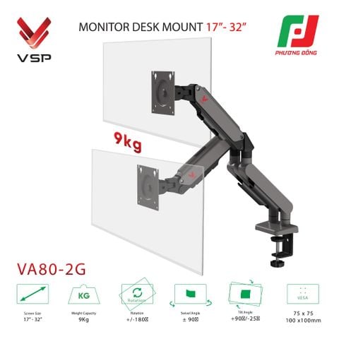  GIÁ ĐỠ MÀN HÌNH ARM ĐÔI VSP VA80-2G (17