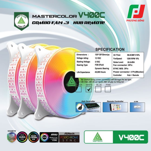  Quạt Tản Nhiệt Case VSP V400C (Bộ 3 Quạt 120MM) 