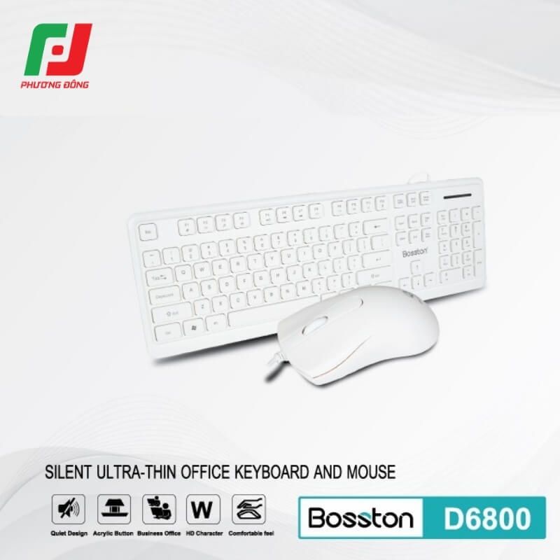  Combo Bàn Phím Chuột Bosston D6800 USB – 104 Phím Khắc Laser 