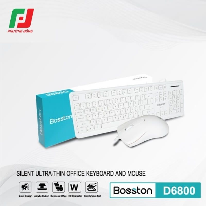  Combo Bàn Phím Chuột Bosston D6800 USB – 104 Phím Khắc Laser 