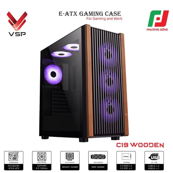  CASE VSP E-ATX GAMING C19 WOODEN 