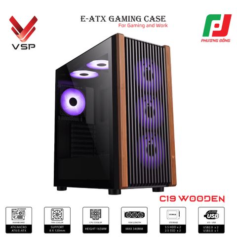  CASE VSP E-ATX GAMING C19 WOODEN 