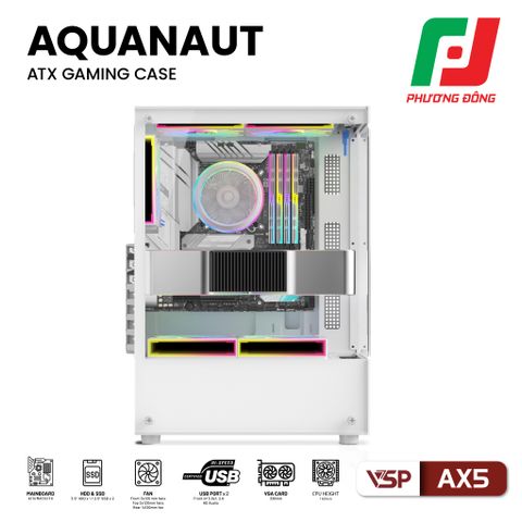  VỎ CASE MÁY TÍNH GAMING AQUANUT AX5 2 MẶT KÍNH 