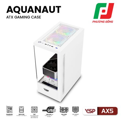  VỎ CASE MÁY TÍNH GAMING AQUANUT AX5 2 MẶT KÍNH 