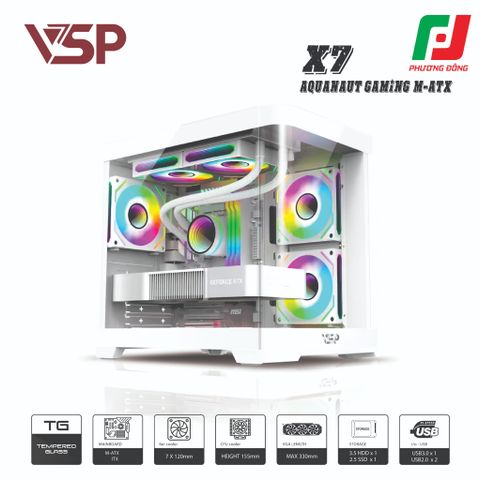  VỎ CASE MÁY TÍNH AQUANUT PRO GAMING M-ATX X7 