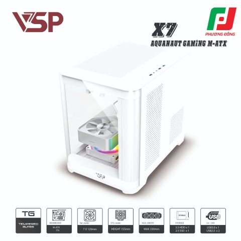  VỎ CASE MÁY TÍNH AQUANUT PRO GAMING M-ATX X7 