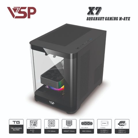  VỎ CASE MÁY TÍNH AQUANUT PRO GAMING M-ATX X7 