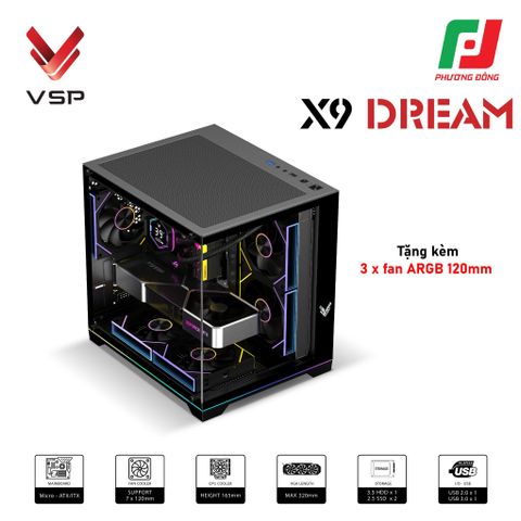 VỎ CASE VSP X9 DREAM BLACK/ WHITE ( SẴN 3 FAN) CHÍNH HÃNG 