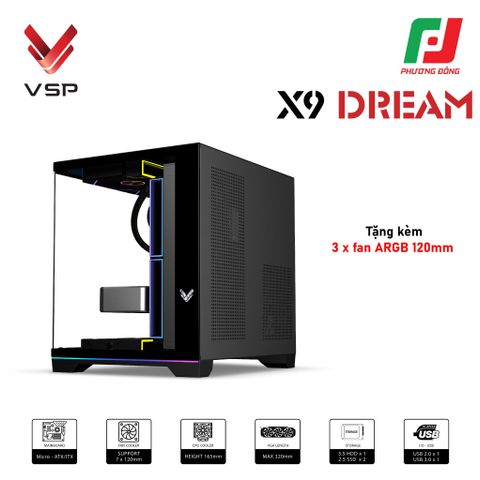  VỎ CASE VSP X9 DREAM BLACK/ WHITE ( SẴN 3 FAN) CHÍNH HÃNG 