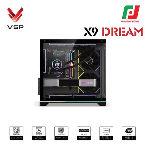  VỎ CASE VSP X9 DREAM BLACK/ WHITE ( SẴN 3 FAN) CHÍNH HÃNG 