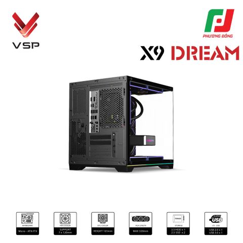  VỎ CASE VSP X9 DREAM BLACK/ WHITE ( SẴN 3 FAN) CHÍNH HÃNG 
