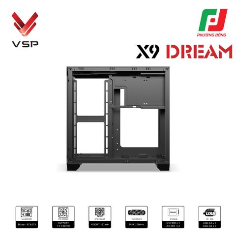  VỎ CASE VSP X9 DREAM BLACK/ WHITE ( SẴN 3 FAN) CHÍNH HÃNG 