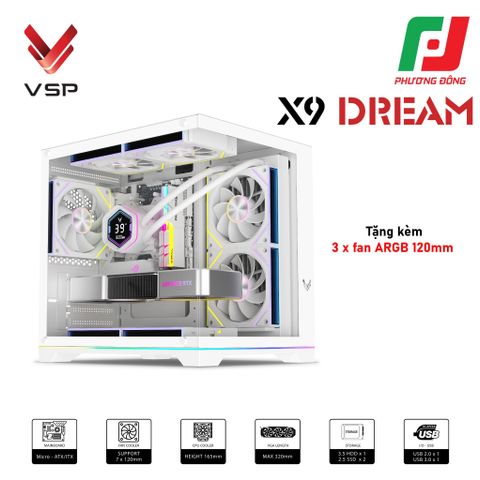  VỎ CASE VSP X9 DREAM BLACK/ WHITE ( SẴN 3 FAN) CHÍNH HÃNG 