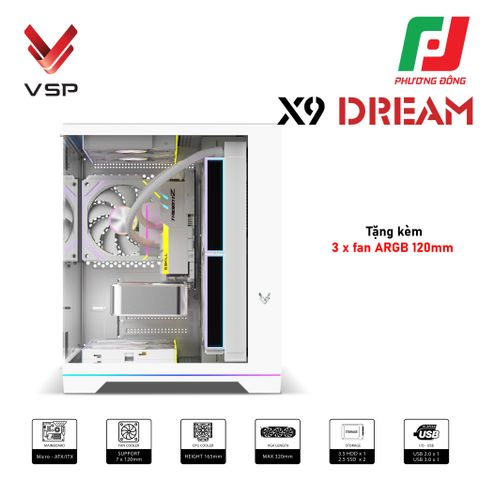  VỎ CASE VSP X9 DREAM BLACK/ WHITE ( SẴN 3 FAN) CHÍNH HÃNG 