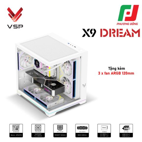  VỎ CASE VSP X9 DREAM BLACK/ WHITE ( SẴN 3 FAN) CHÍNH HÃNG 