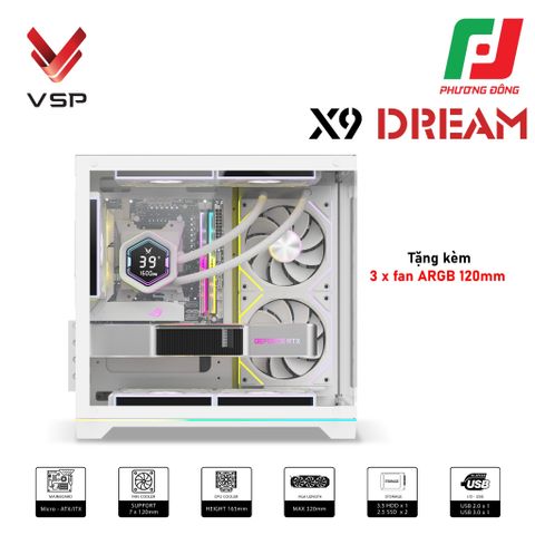  VỎ CASE VSP X9 DREAM BLACK/ WHITE ( SẴN 3 FAN) CHÍNH HÃNG 