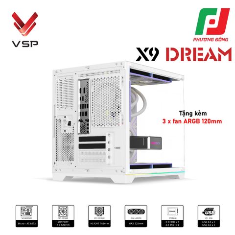  VỎ CASE VSP X9 DREAM BLACK/ WHITE ( SẴN 3 FAN) CHÍNH HÃNG 