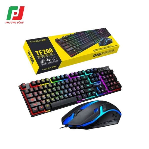  Combo Bàn Phím Chuột Gaming T-WOLF TF200 USB – LED Rainbow 