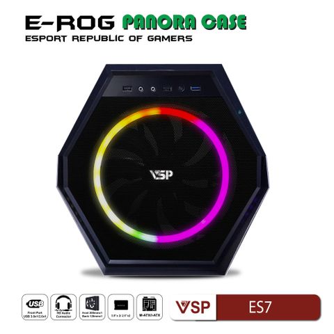  VỎ CASE MÁY TÍNH ESPORT GAMING ES7 ĐEN/TRẮNG KÈM FAN 