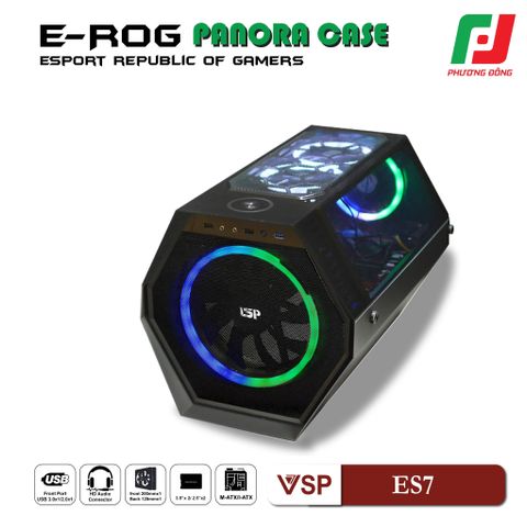  VỎ CASE MÁY TÍNH ESPORT GAMING ES7 ĐEN/TRẮNG KÈM FAN 