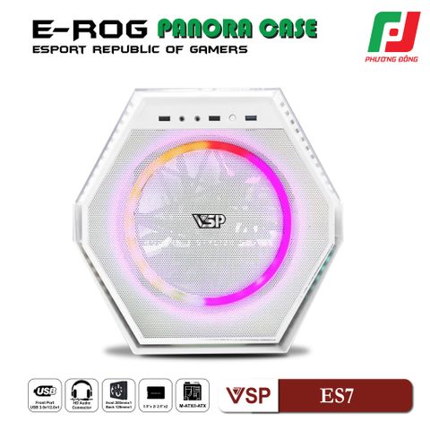  VỎ CASE MÁY TÍNH ESPORT GAMING ES7 ĐEN/TRẮNG KÈM FAN 