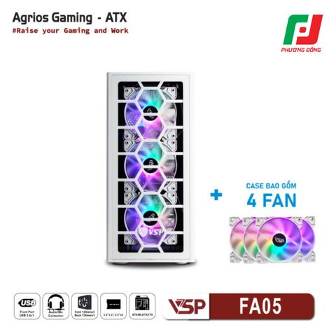  VỎ CASE MÁY TÍNH VSP GAMING FA05 + 4FANS LED 