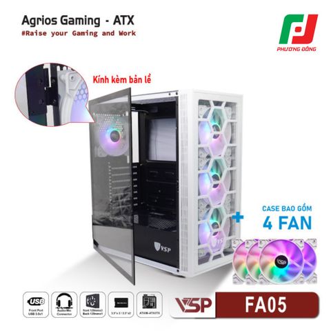  VỎ CASE MÁY TÍNH VSP GAMING FA05 + 4FANS LED 