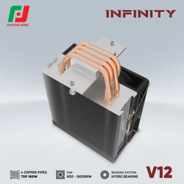  Tản Nhiệt Khí CPU VSP V12 (Socket Đa Năng / 4 Ống Đồng / LED RGB) 