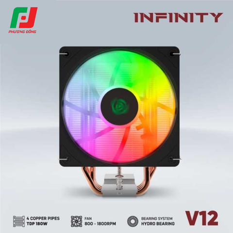  Tản Nhiệt Khí CPU VSP V12 (Socket Đa Năng / 4 Ống Đồng / LED RGB) 