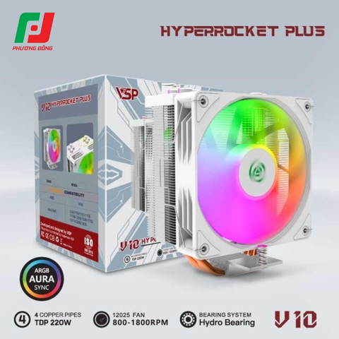  Tản Nhiệt Khí CPU VSP V10 (4 Ống Đồng / Socket Đa Năng / LED ARGB) 