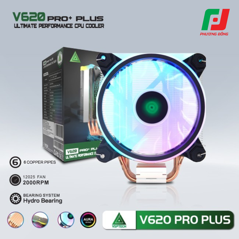  Tản Nhiệt Khí CPU VSP V620 PRO PLUS (6 Ống Đồng / Socket Đa Năng / LED RGB) 