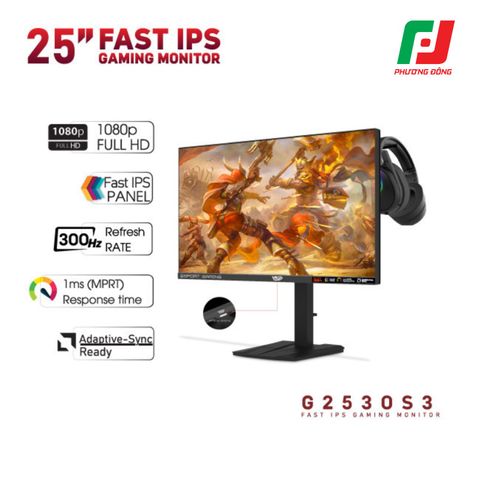  MÀN HÌNH VSP GAMING G2530S3 (25INCH/ FAST IPS/ FHD/ 300HZ/ 1MS/ FREESYNC/ ADAPTIVE-SYNC) 
