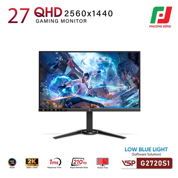  MÀN HÌNH VSP G2720QS1 (27INCH| 2K| IPS| ELED| 1.07 TỶ MÀU| 210HZ| 1MS) 
