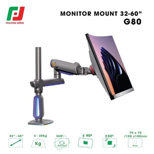  Chân Màn Hình Gaming North Bayou NB G80 – Hỗ trợ 32-60 inch, Tải trọng 20kg, Xoay 360° 